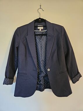 Lila Rose Navy Blazer with Polka Dot Lining